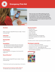 (Sportsplex) Emergency First Aid + CPR-C/AED (Blended Learning) (CSA Z1210-17 Basic)